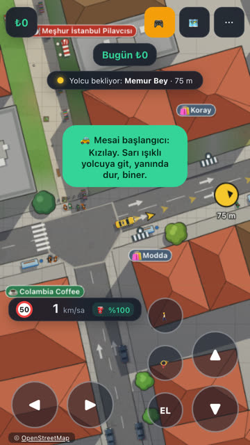 Kızılay'da sarı taksi yolcuya gidiyor, kuşbakışı harita