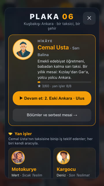 Ana menü: hikâye ve yan işler